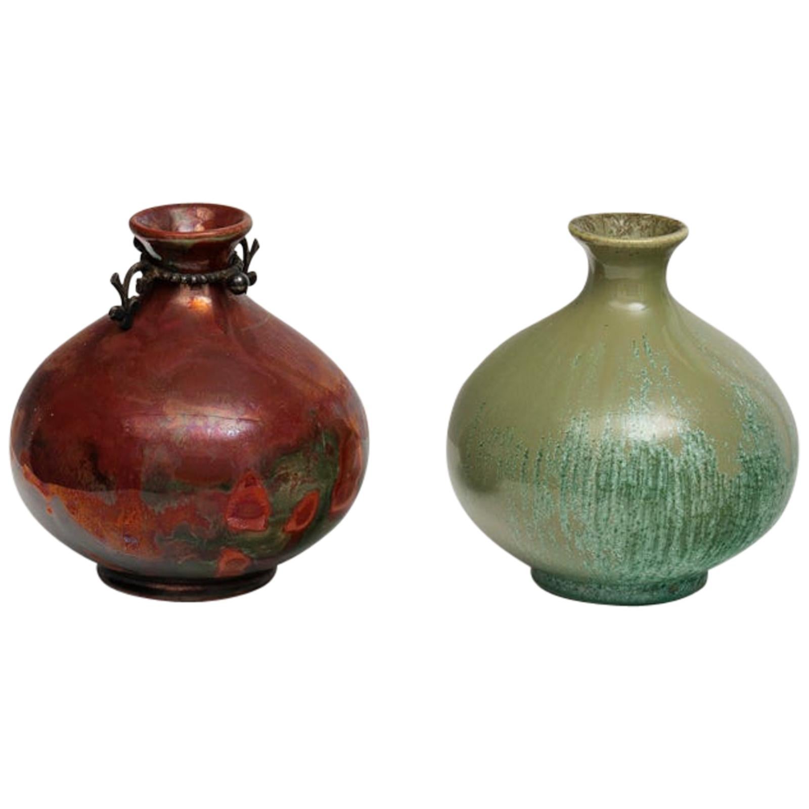 Guido Andloviz Pair of Modernist Monza 30 Ceramic Vases for S.C.I. Laveno, 1930s For Sale