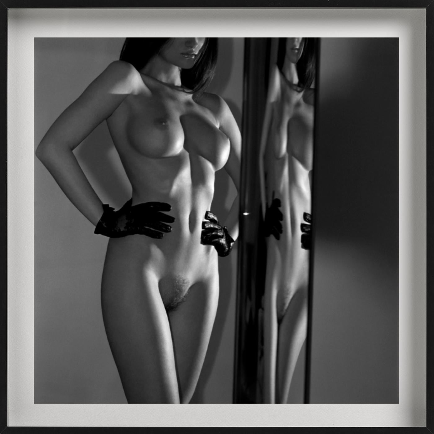 'Always moving upward' - nude with mirror, fine art photography, 2006 - Gray Black and White Photograph by Guido Argentini