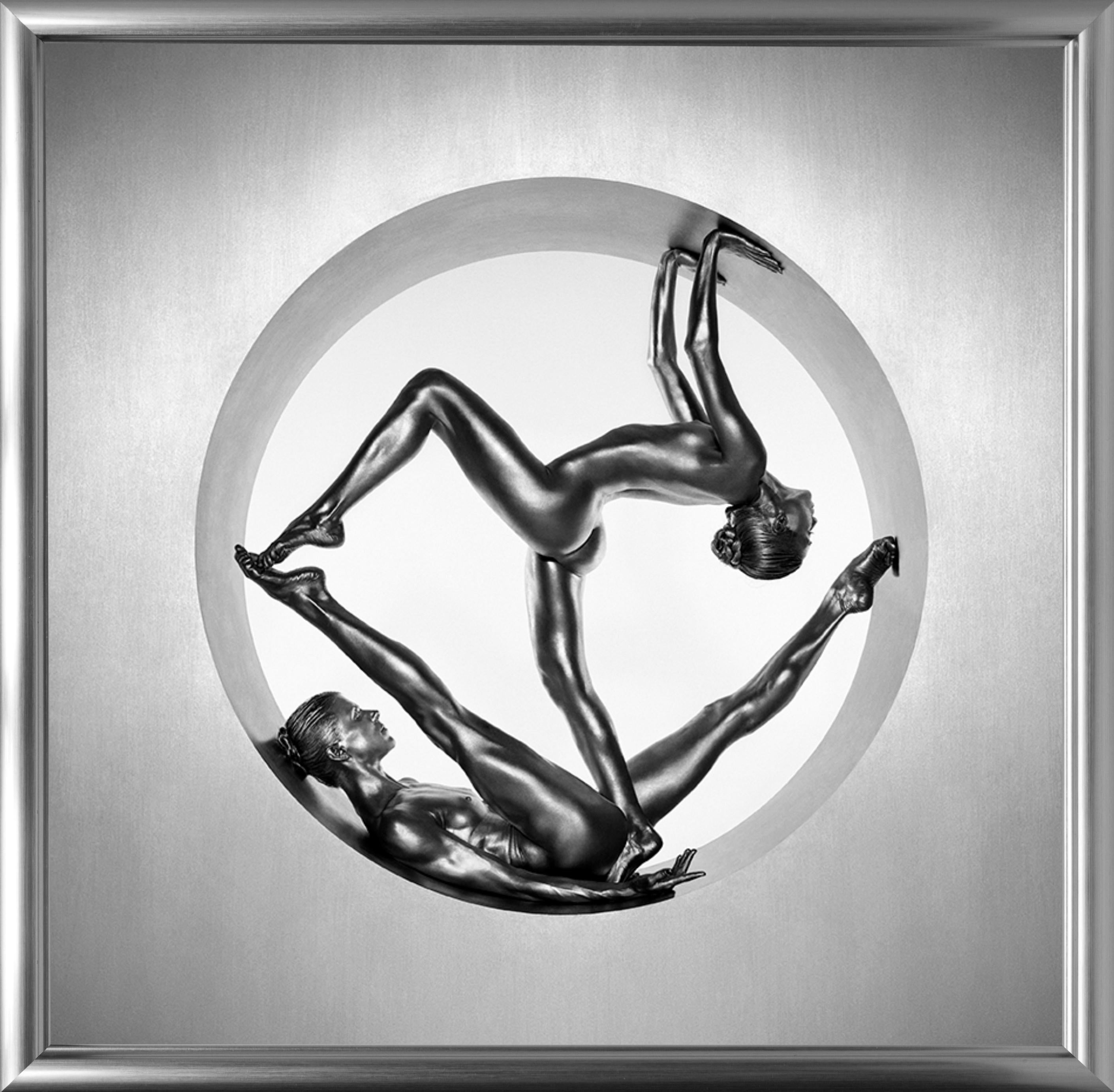 Cassandra & Clytemnestra, acrobatic nude in silver, fine art photography, 1995 - Photograph by Guido Argentini