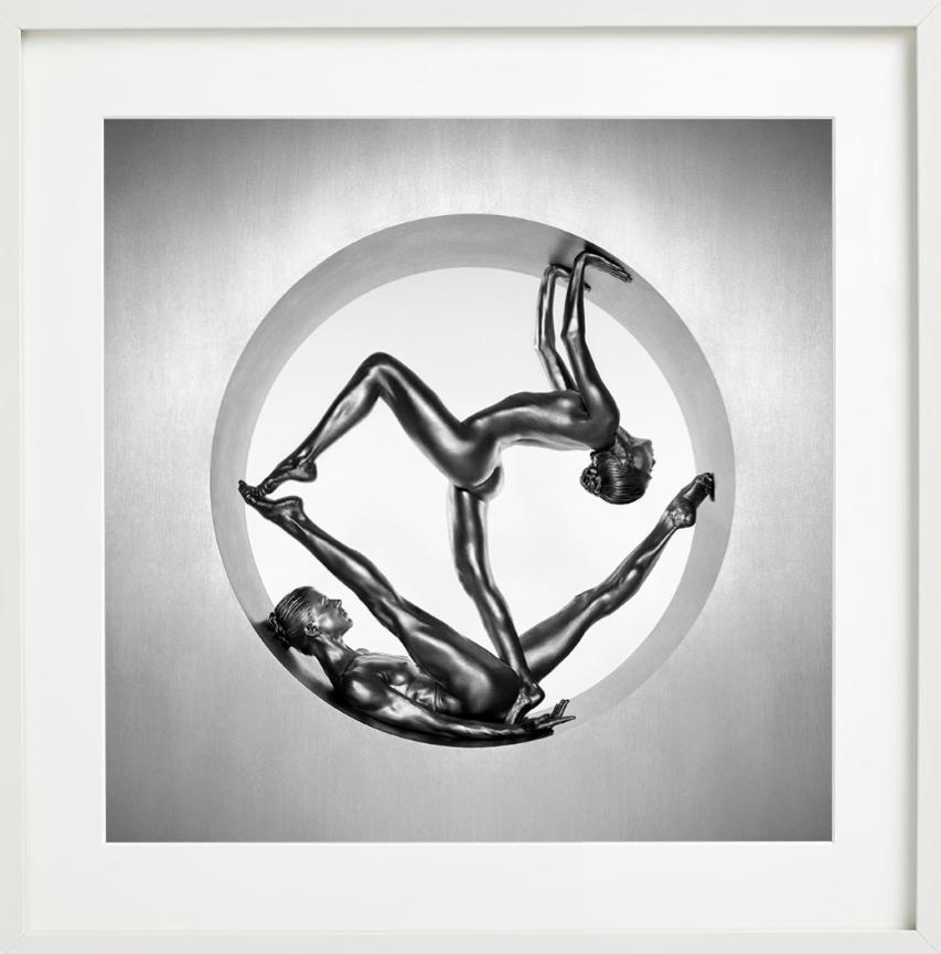 Cassandra & Clytemnestra, acrobatic nude in silver, fine art photography, 1995 - Contemporary Photograph by Guido Argentini