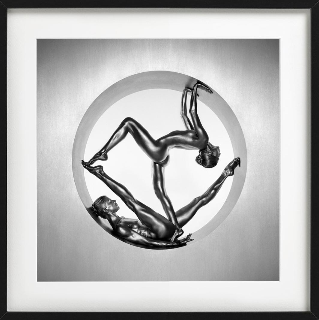 Cassandra & Clytemnestra, acrobatic nude in silver, fine art photography, 1995 For Sale 2