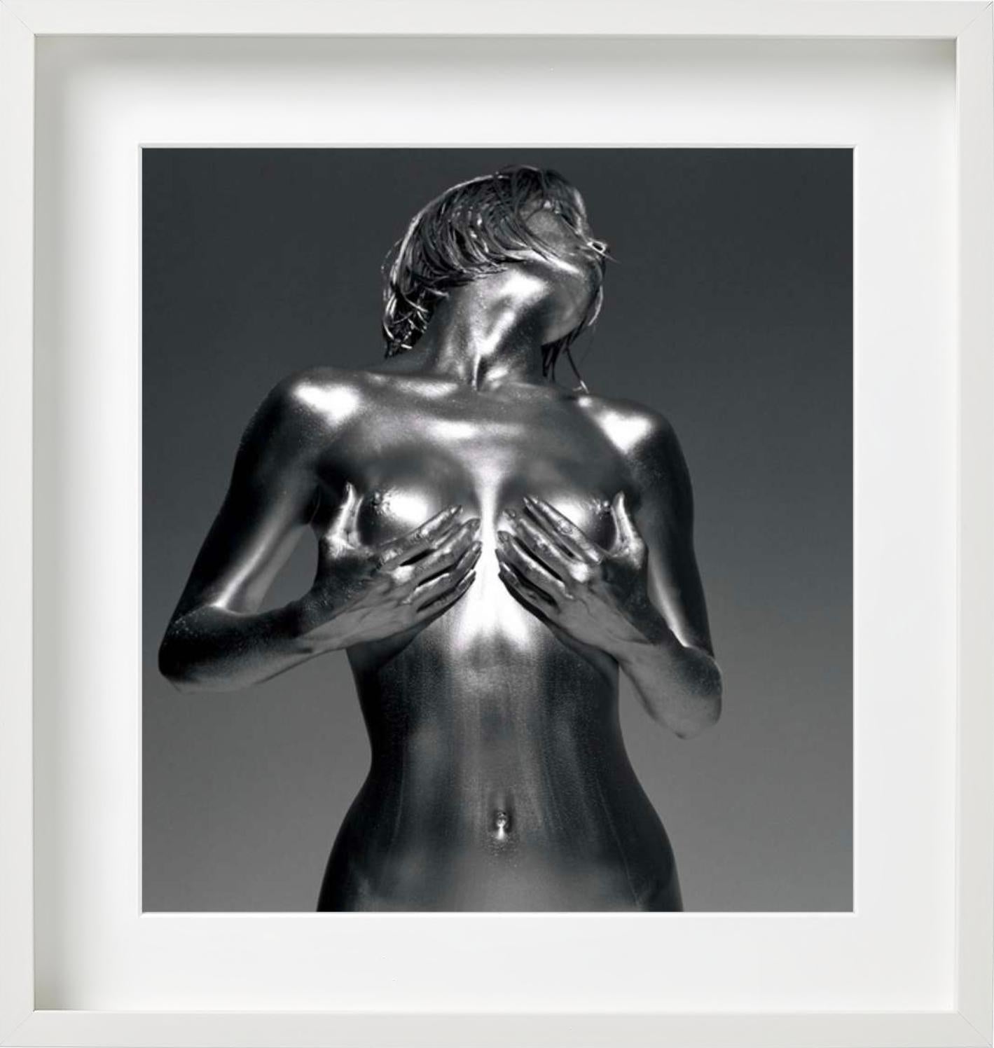 Cerridwe - Nude Portrait in Silver, Fine Art Photography, 2002 - Black Black and White Photograph by Guido Argentini