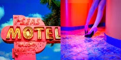 Diptych: The umberable lightness - woman with high heels and a motel sign