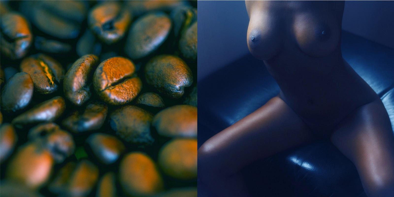 Guido Argentini Nude Photograph – Diptychon: Nur das, was wir in unserem sind verloren gegangen sind – Kaffeebüffel undckede schwarze Frau