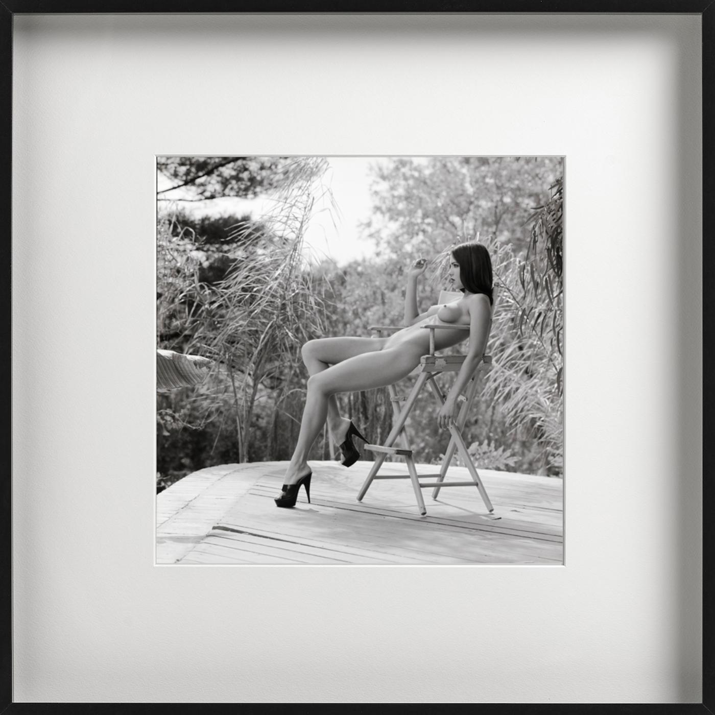 'Faith will allow you to grow '- nude in Garden, fine art photography, 1996 - Gray Nude Photograph by Guido Argentini