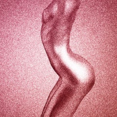 FREYA Pink Red de Guido Argentini, série DIAMOND DUST, pièce unique, ENCADRÉE