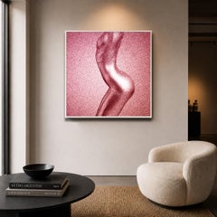 FREYA Pink Red de Guido Argentini, série DIAMOND DUST, pièce unique, ENCADRÉE