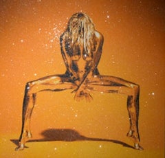 Goldeneye Diamond Dust - Nude Model painted in gold posing with diamonds