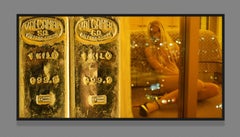 Opening a Wall of Gold, Contemporary Archival Pigment Print, Framed