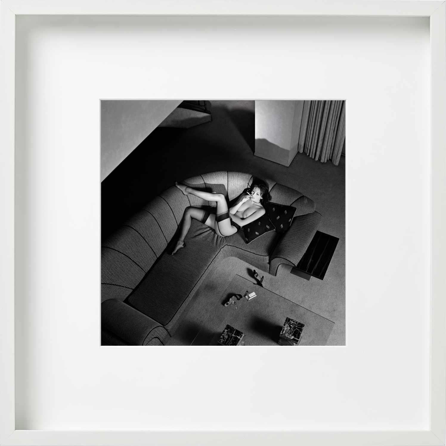 Petra Smoking a Cigarette - Nude Woman on a Sofa, Fine Art Photography, 2012 For Sale 1