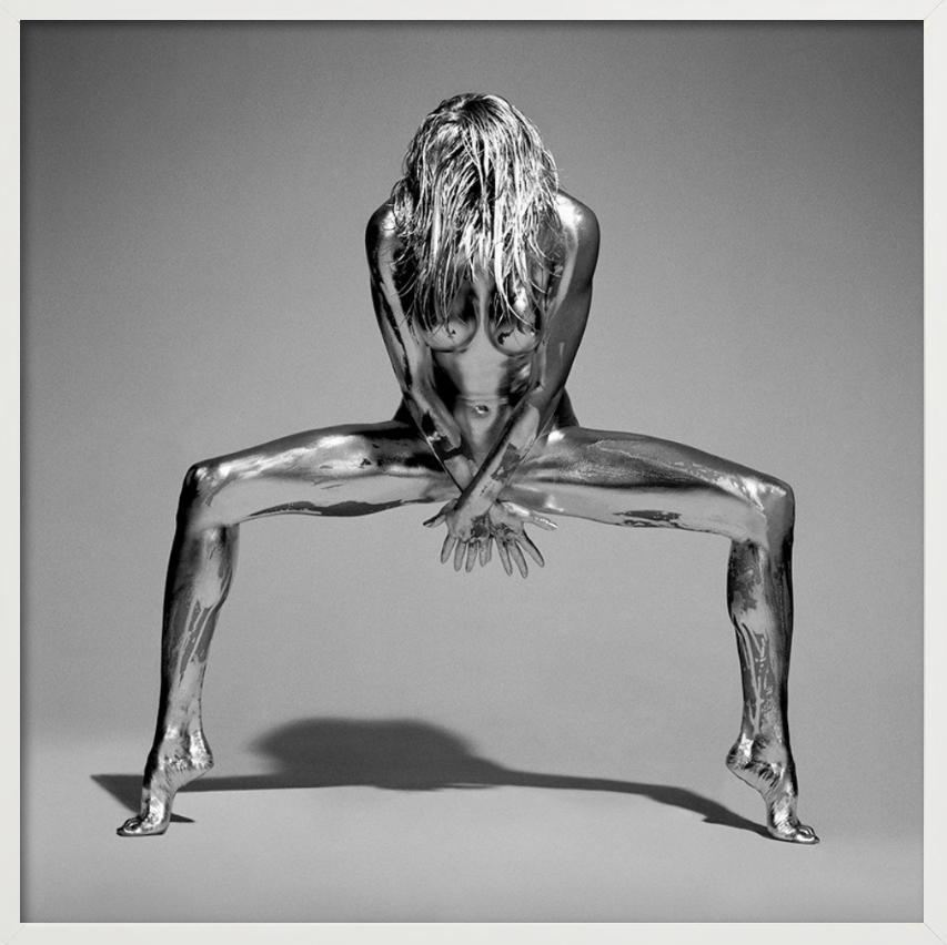 Silvereye - Metallic Painted Nude, Fine Art Photography, 1995 - Gray Color Photograph by Guido Argentini