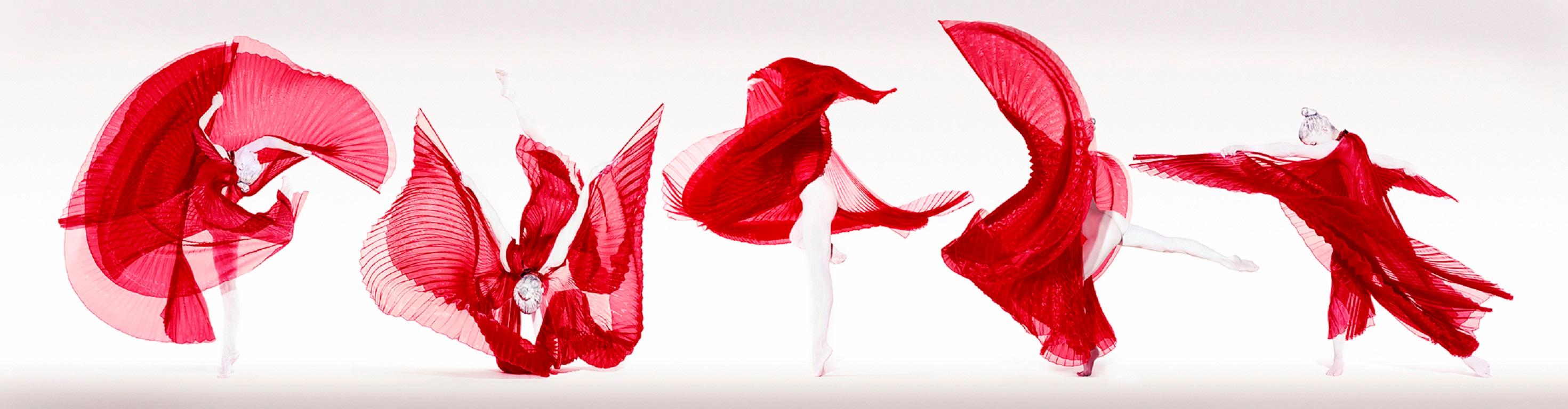 Guido Argentini Figurative Photograph - Stepping into the Unknown - nude photograph of female dancer with red background
