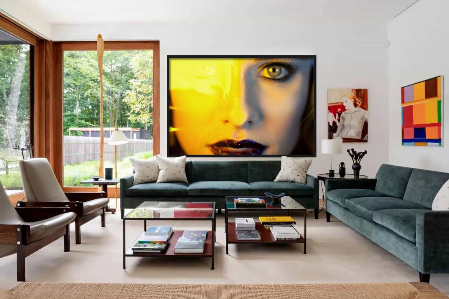 Sydney's yellow eyes - portrait of the face of a beautiful woman For Sale 5