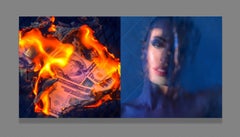 The fire of greed EROS Mounted on Plexiglas, Diptych, 10x20 in (25x50cm)