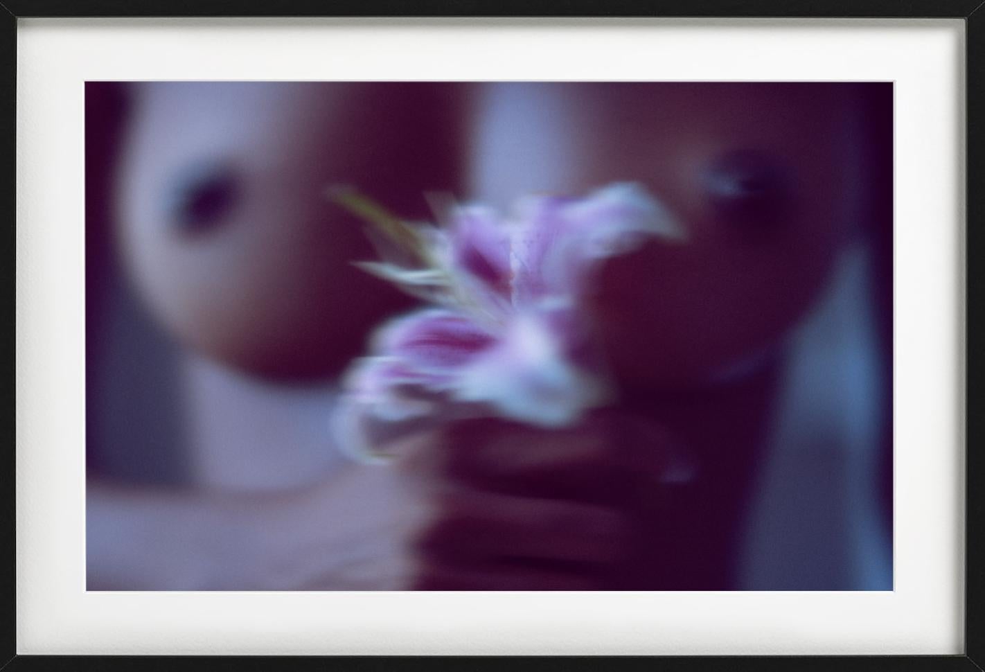Untitled #101 - closeup nude with lily flower, fine art photography, 2024 For Sale 6