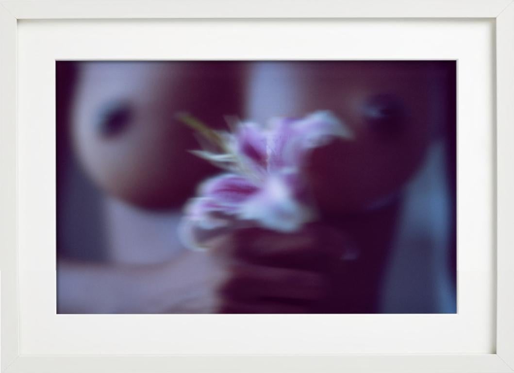 Untitled #101 - closeup nude with lily flower, fine art photography, 2024 For Sale 2