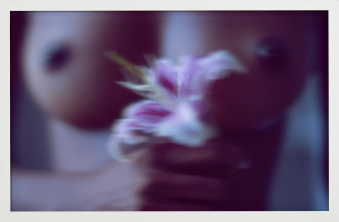 Untitled #101 - closeup nude with lily flower, fine art photography, 2024 For Sale 3