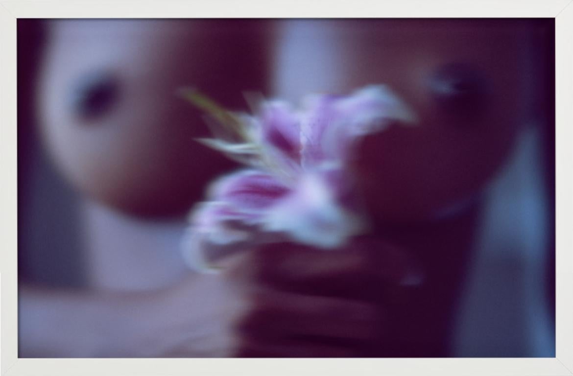Untitled #101 - closeup nude with lily flower, fine art photography, 2024 For Sale 2