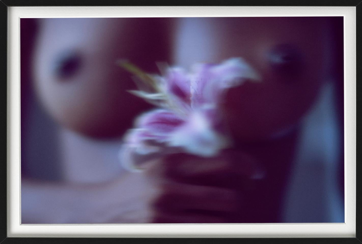 Untitled #101 - closeup nude with lily flower, fine art photography, 2024 For Sale 4