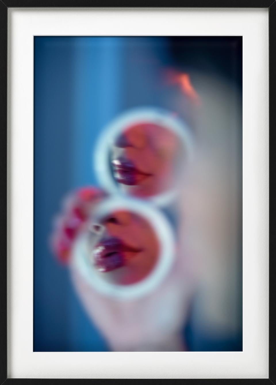 Untitled #130 - red lips reflected in a pocket mirror, fine art photography 2024 For Sale 6