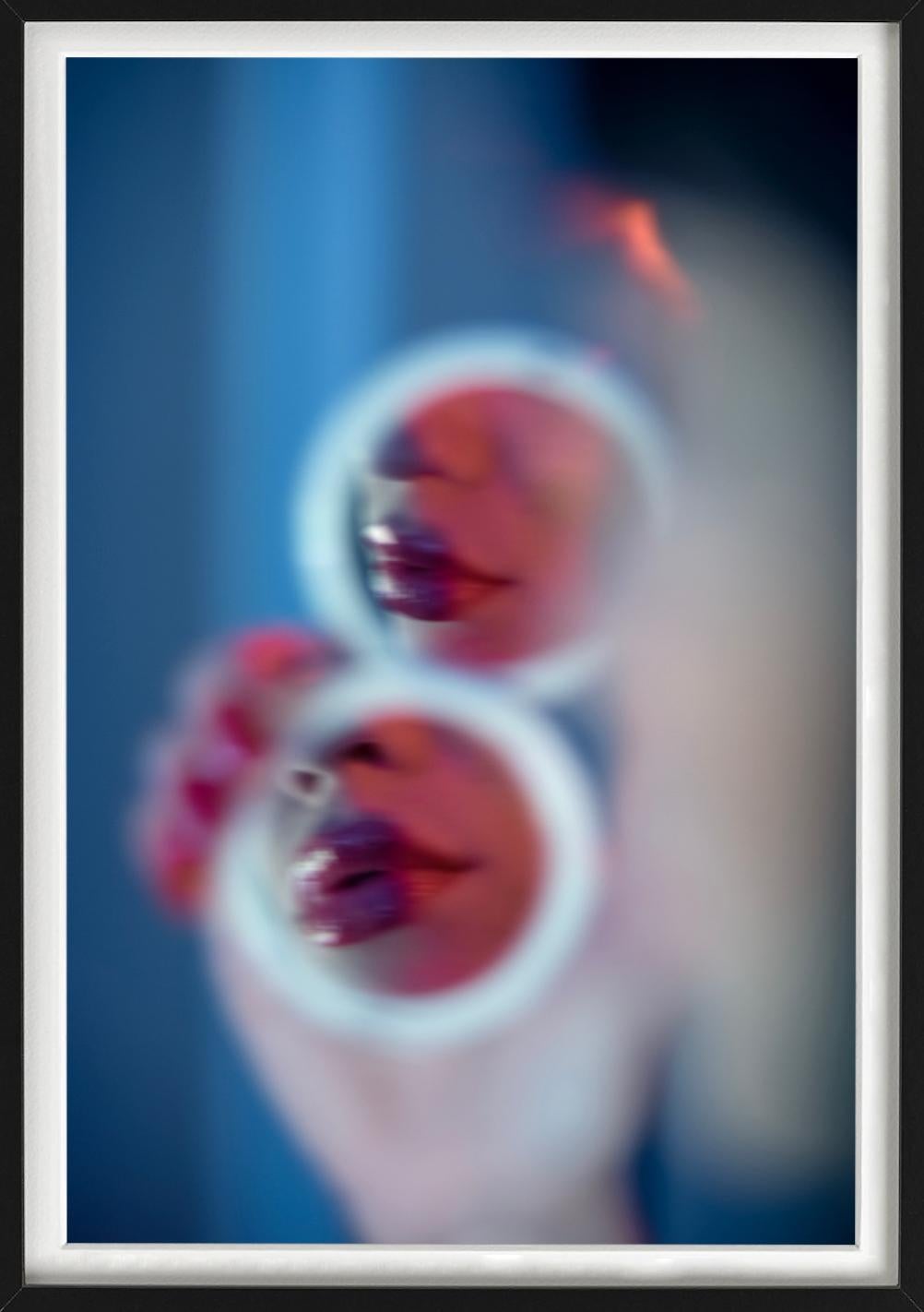 Untitled #130 - red lips reflected in a pocket mirror, fine art photography 2024 For Sale 3