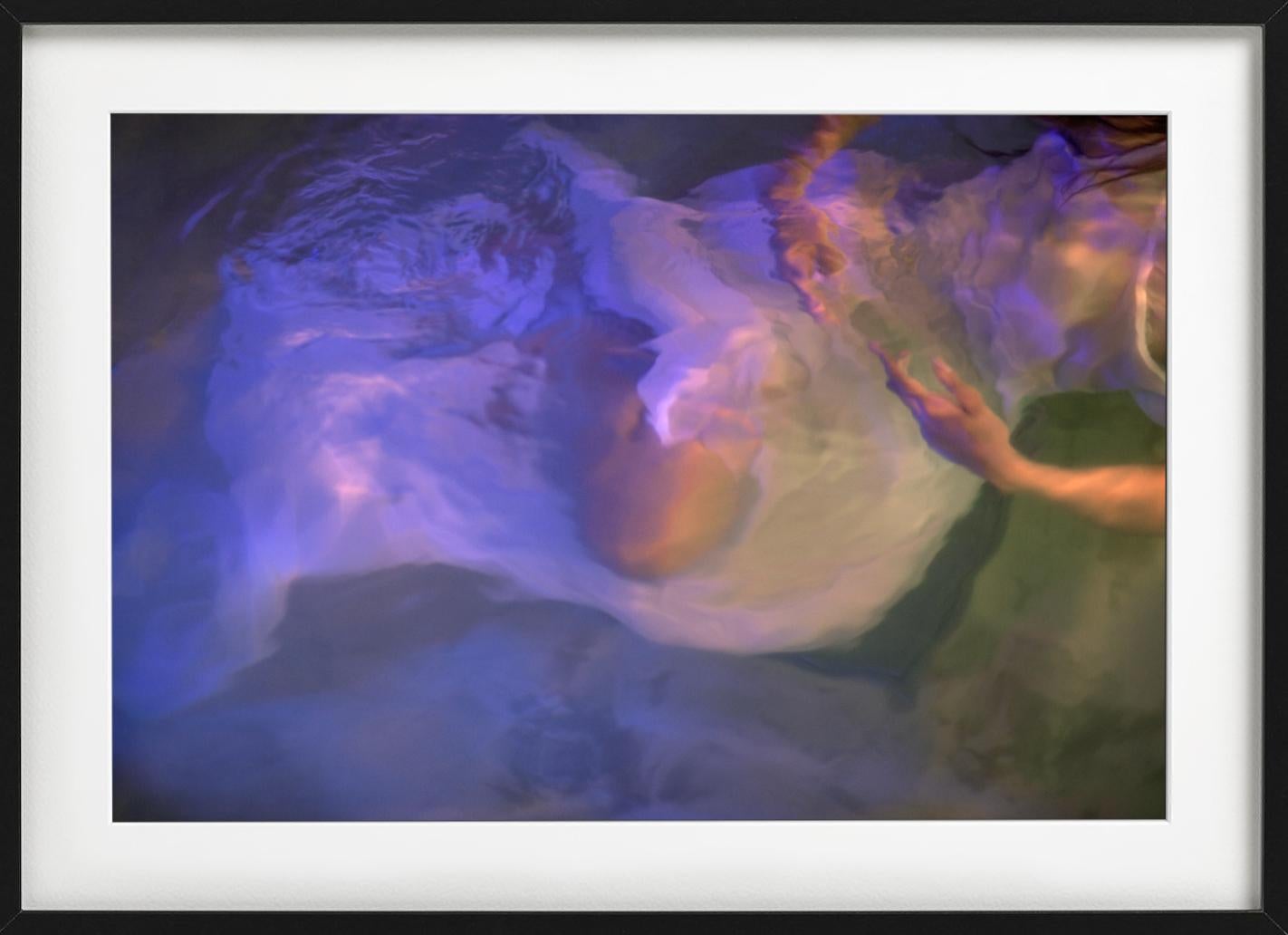 Untitled #26 - Model underwater in purple light, fine art photography, 2024 For Sale 6
