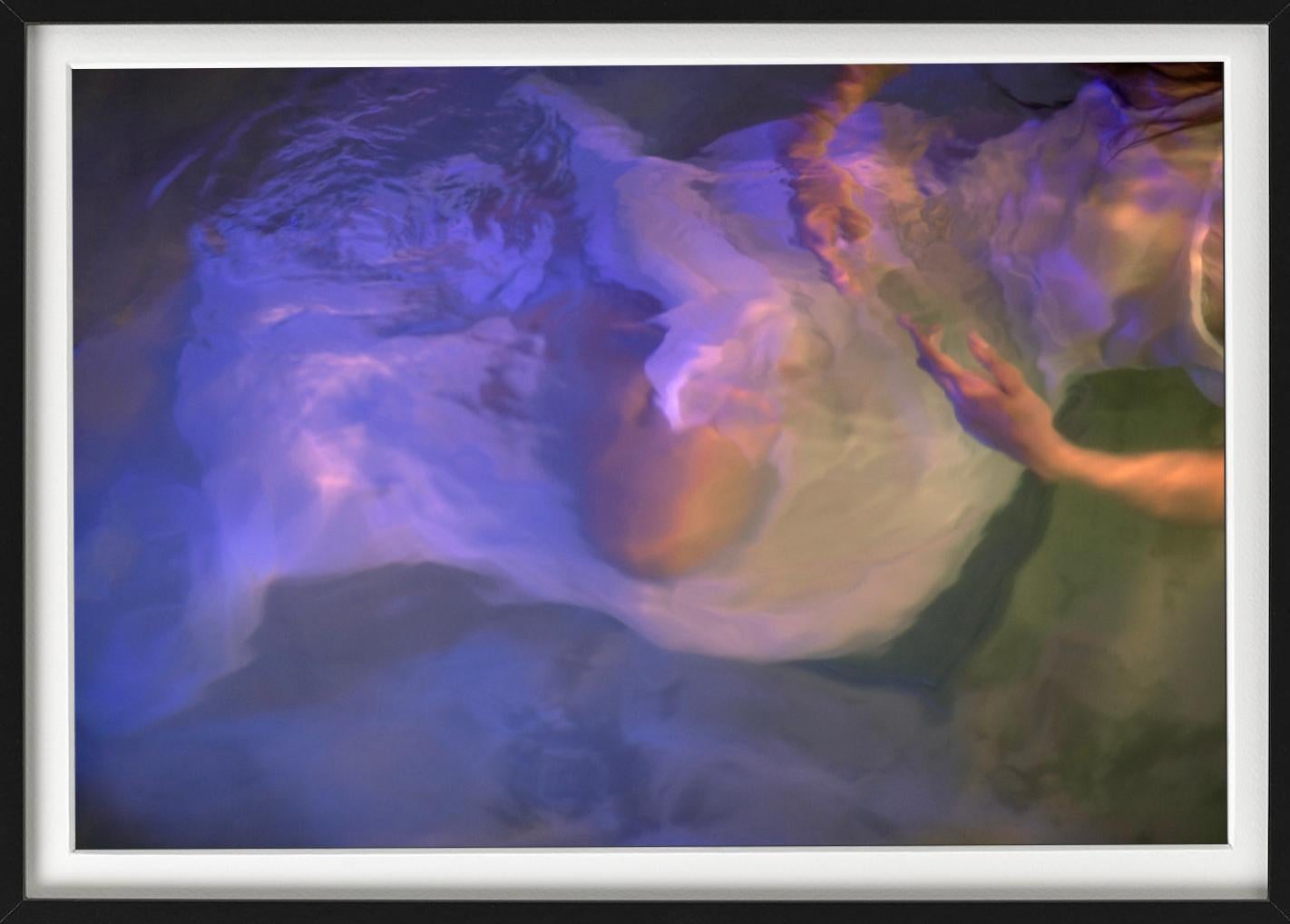 Untitled #26 - Model underwater in purple light, fine art photography, 2024 For Sale 4