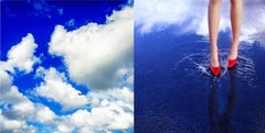 And Time Became Still - blue sky and woman with pink heels Fine Art Photography