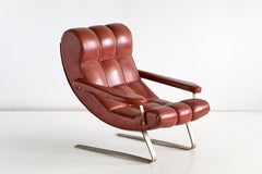 Guido Bonzani Lounge Chair in Brown Leatherette for Tecnosalotto, Italy, 1970s