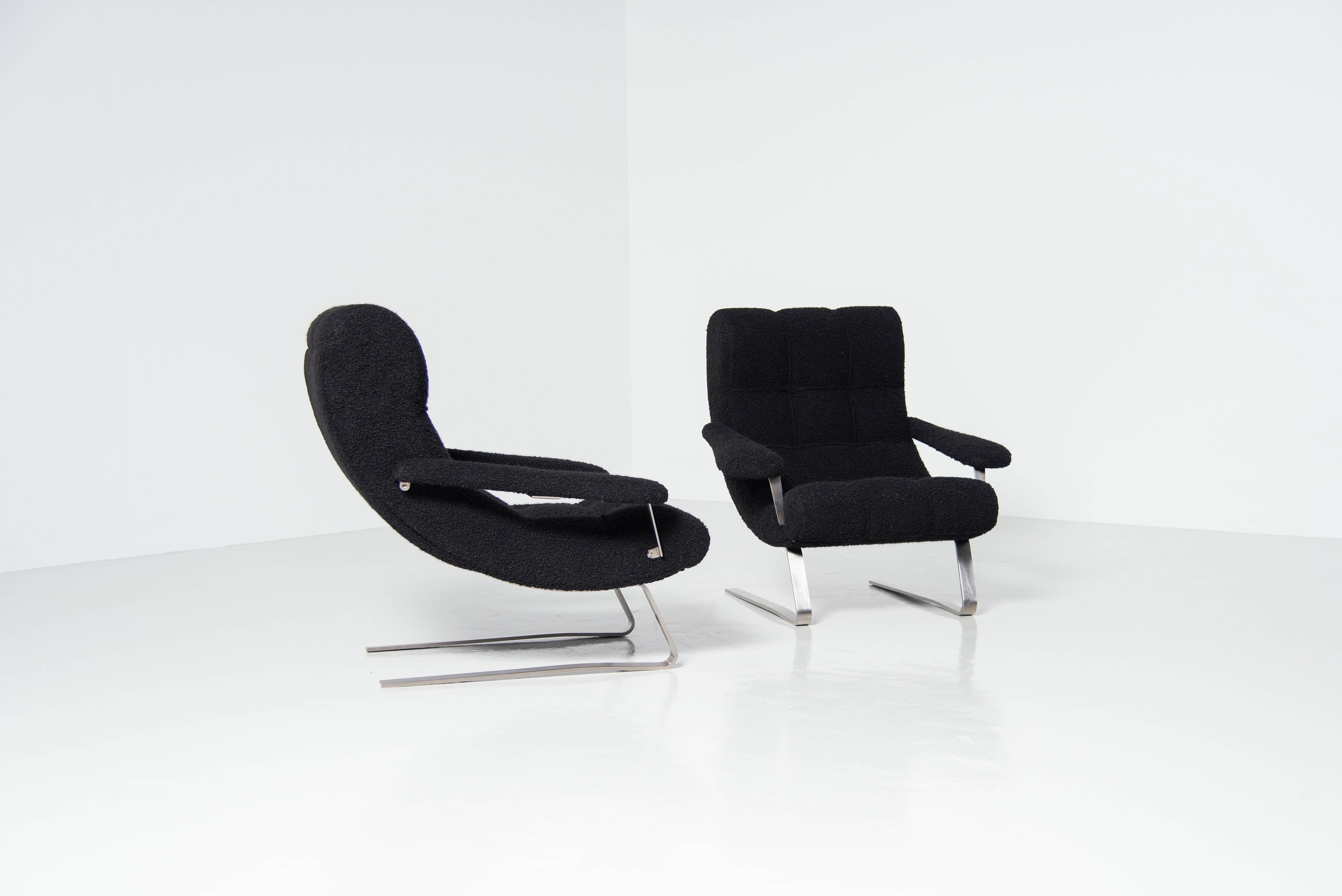 Mid-Century Modern Guido Bonzani Tecnosalotto Lounge Chairs, Italy, 1970