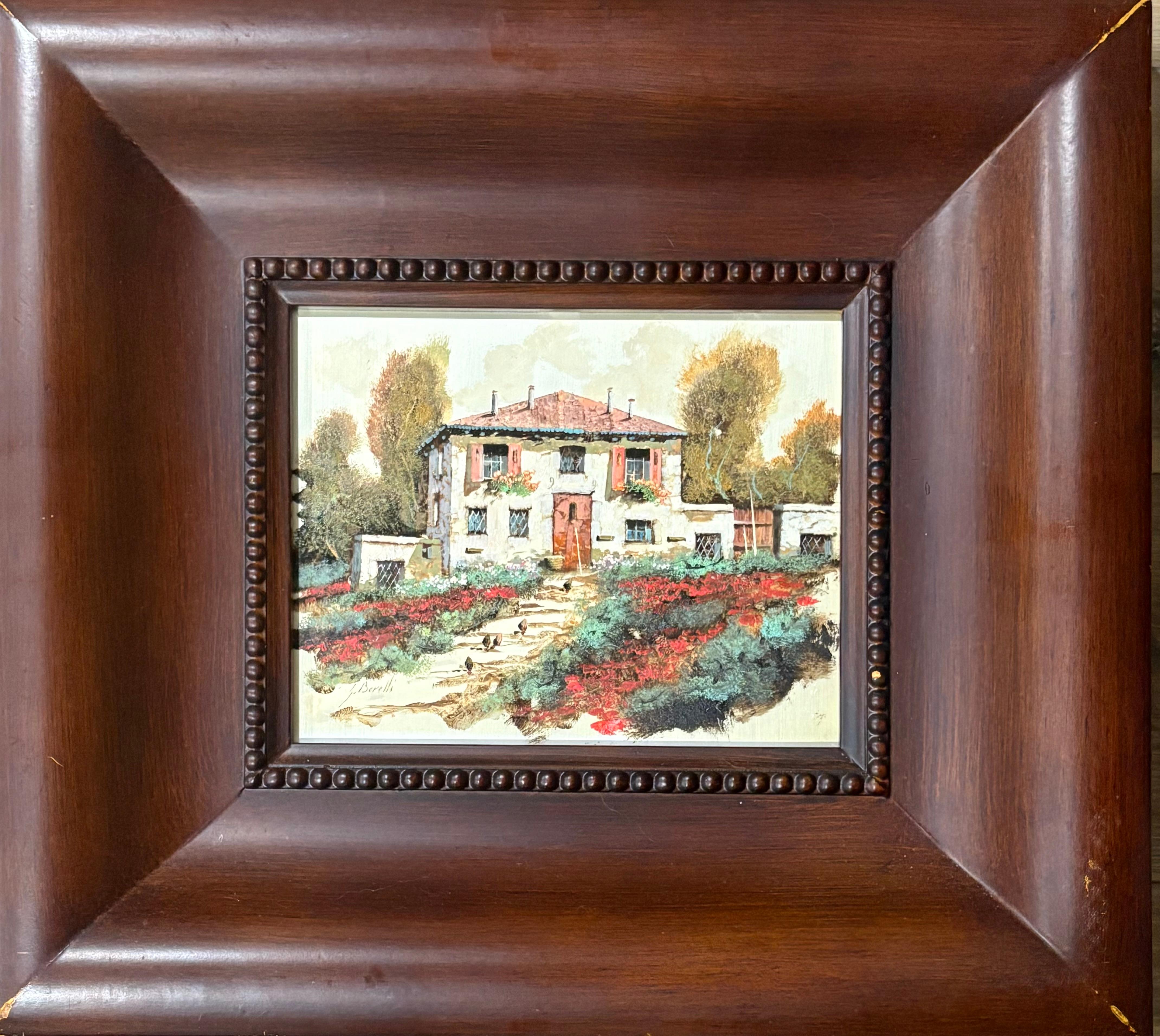 “House among poppies” - Painting by Guido Borelli