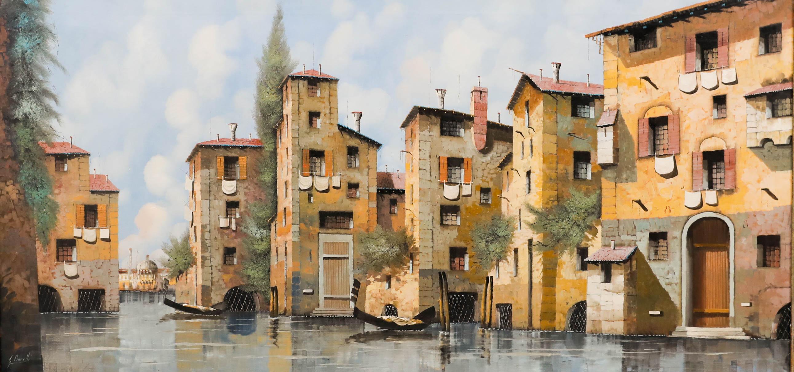 Guido Borelli (geb.1952) - 20. Jahrhundert Öl, Ein Morgen in Venedig im Angebot 1