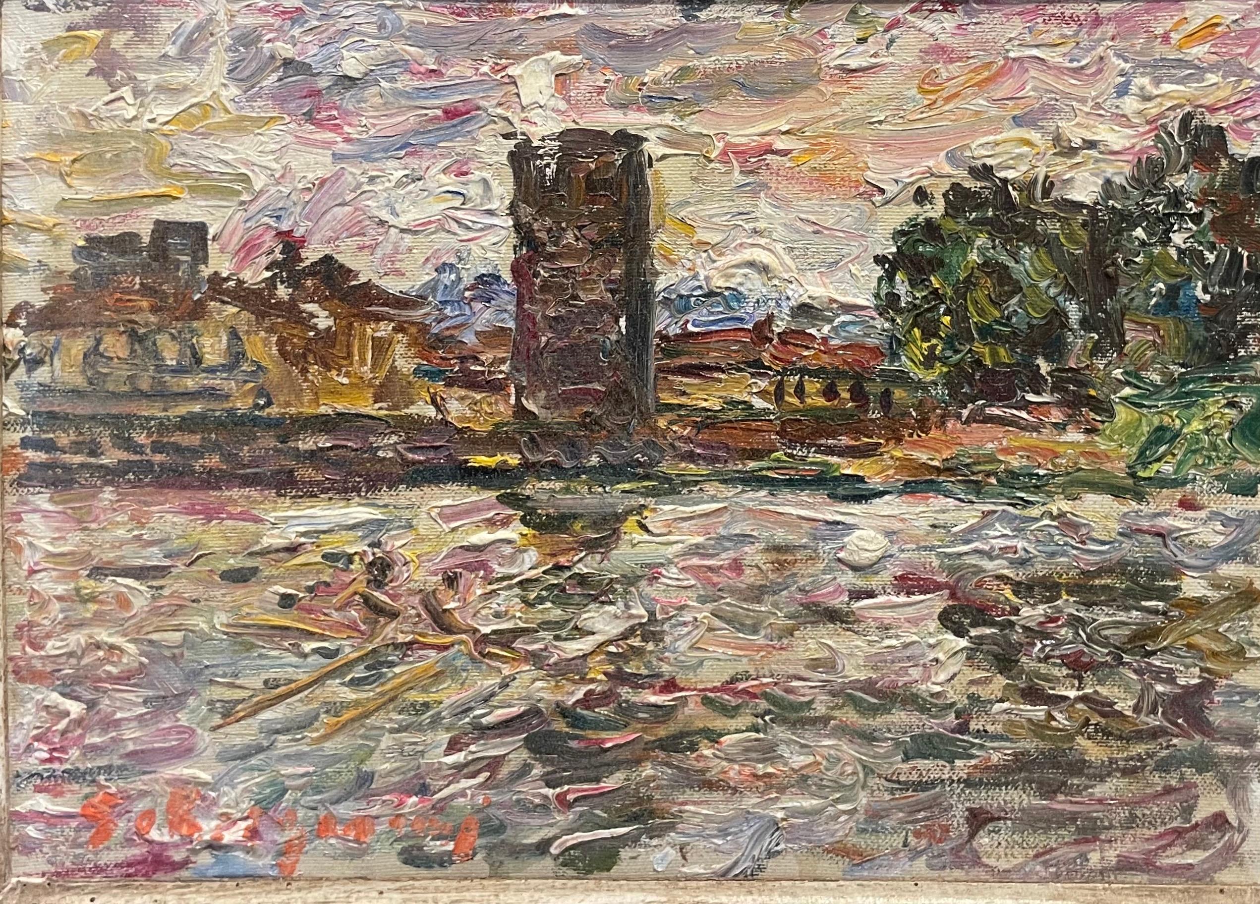 Guido Borgianni  Landscape Painting - View of Florence with part of medieval walls and river Arno. Guido Borgianni.