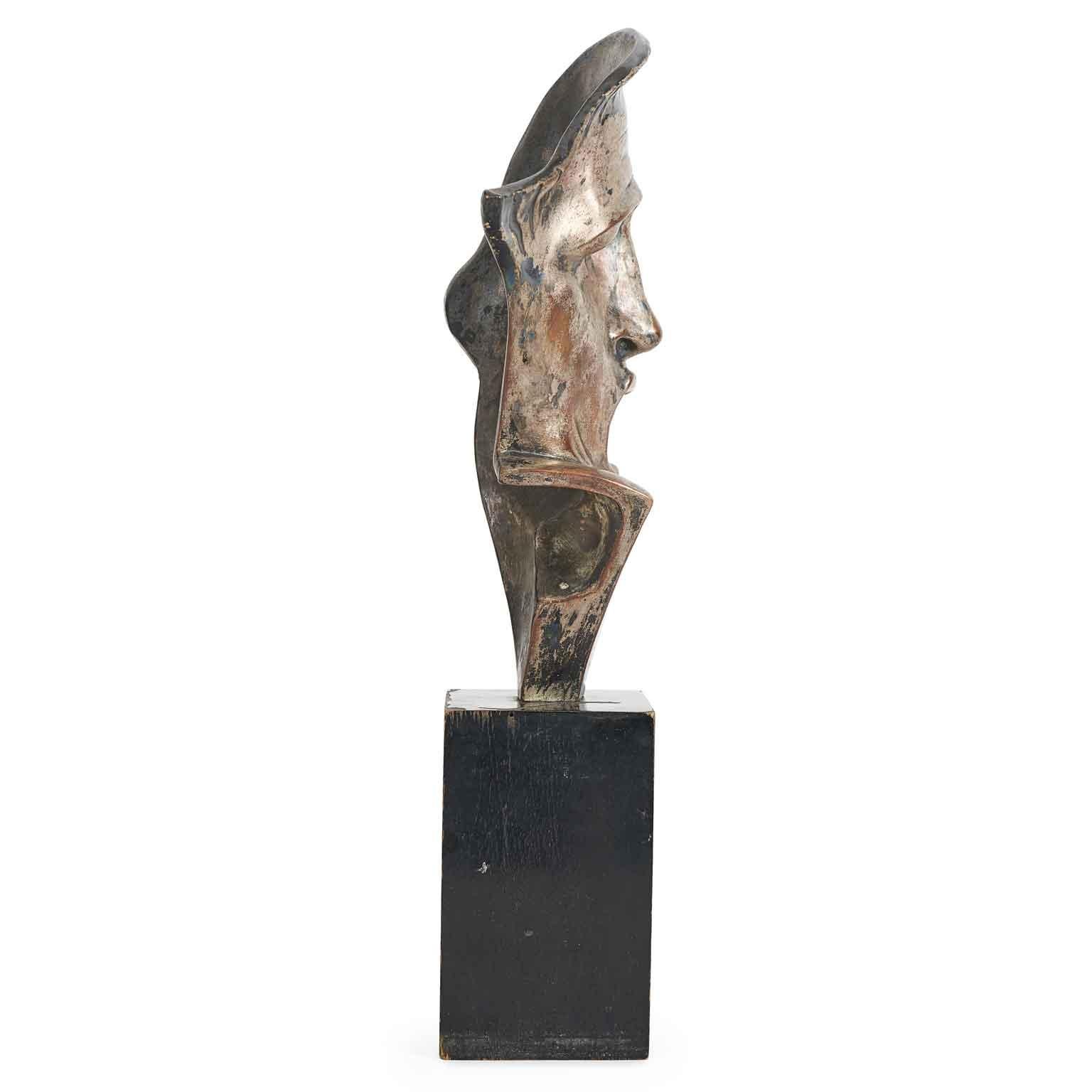 Art Deco Tragic Mask in Silver-plated Ceramic by Guido Cacciapuoti 1930s For Sale 7
