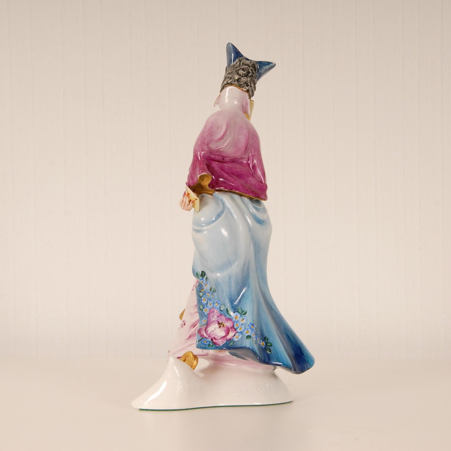 Mid-20th Century Italian Art Deco Ceramic Figurine Guido Cacciapuoti Comedia dell 'Arte Figurine