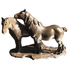 Vintage Guido Cacciapuoti Bronze Horses Couples 1940 Italy