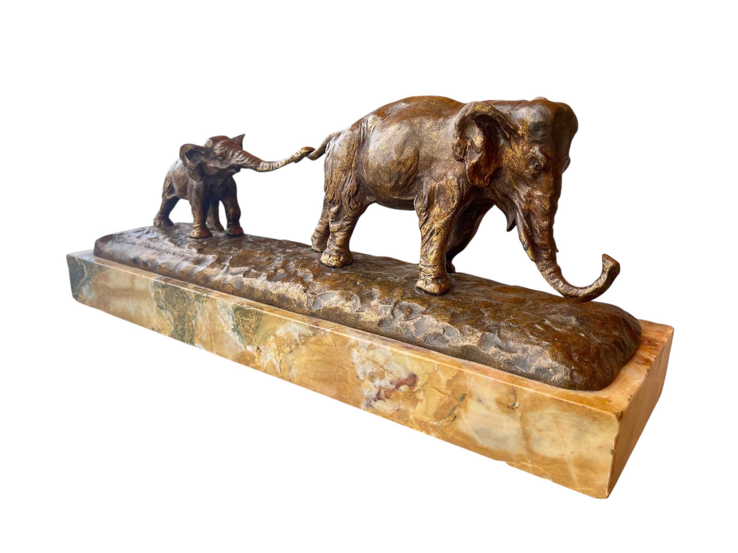 Guido Cacciapuoti - Bronze, La marche des éléphants, XIXe siècle en vente 5