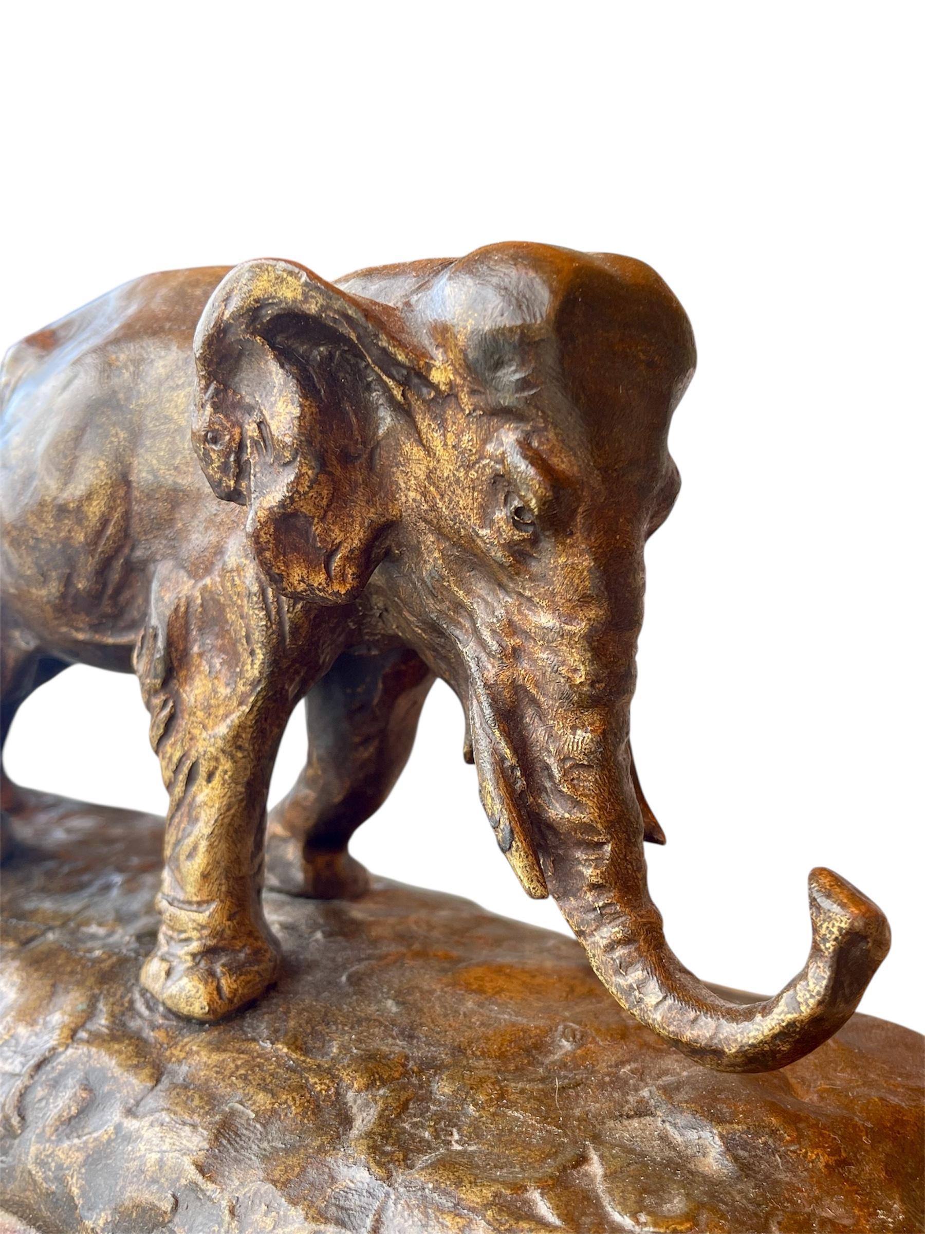 Sculpté à la main Guido Cacciapuoti - Bronze, La marche des éléphants, XIXe siècle en vente