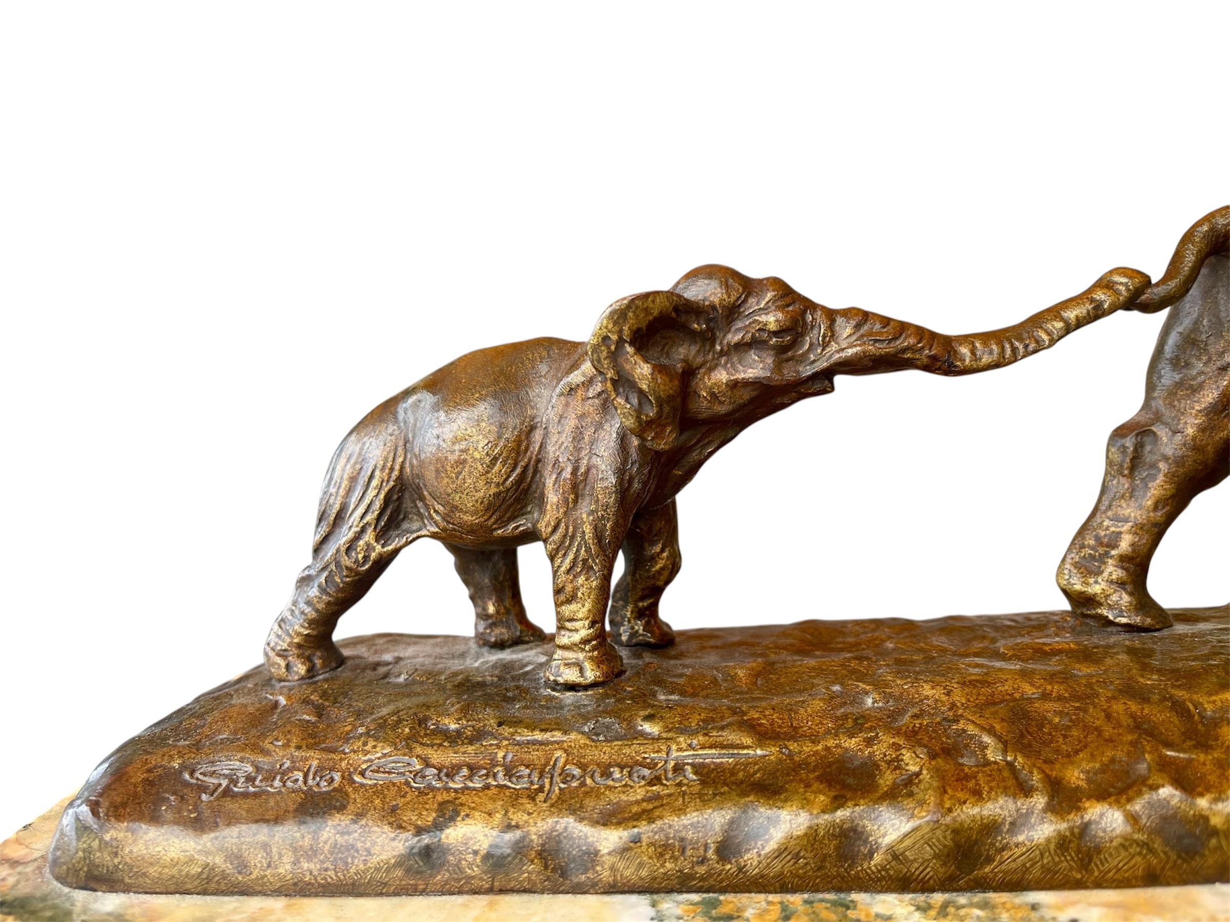 Guido Cacciapuoti - Bronze, La marche des éléphants, XIXe siècle Bon état - En vente à Beaune, FR