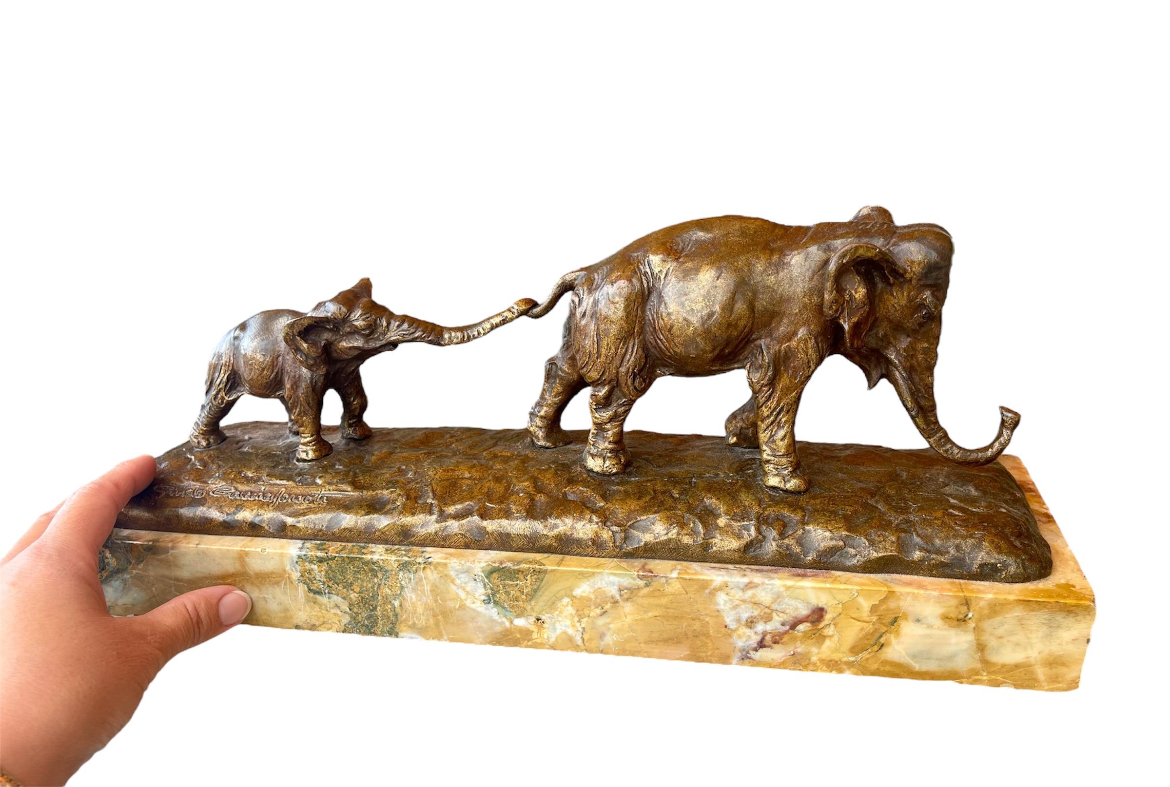 Guido Cacciapuoti - Bronze, La marche des éléphants, XIXe siècle en vente 3