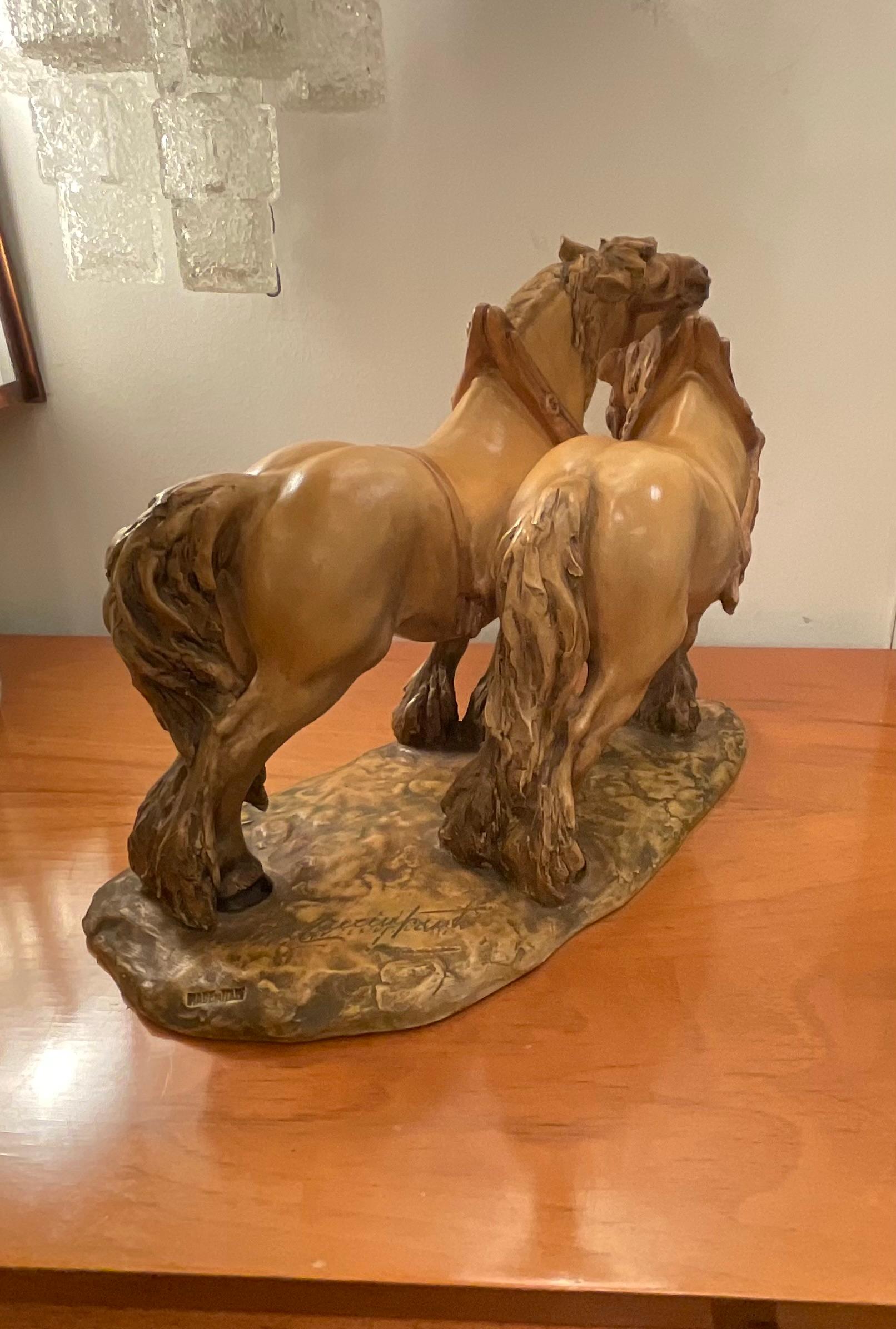 GUIDO CACCIAPUOTI - Horses - art stoneware - Made in ITALY -1940s For Sale 3
