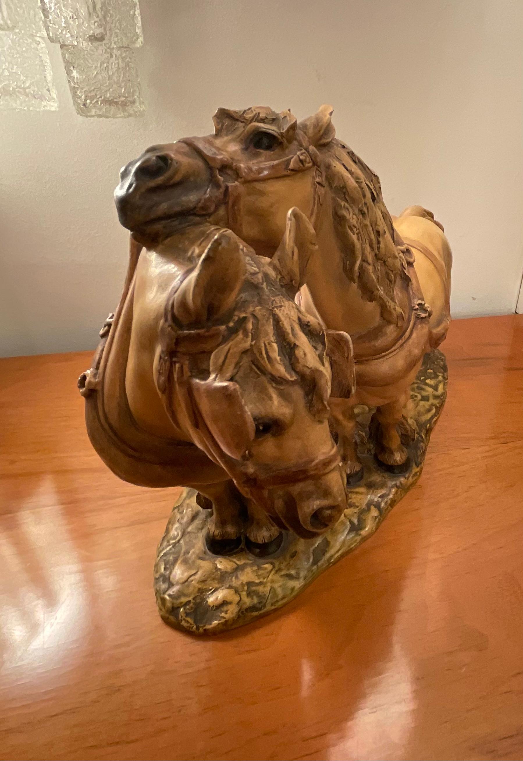 GUIDO CACCIAPUOTI - Horses - art stoneware - Made in ITALY -1940s For Sale 5