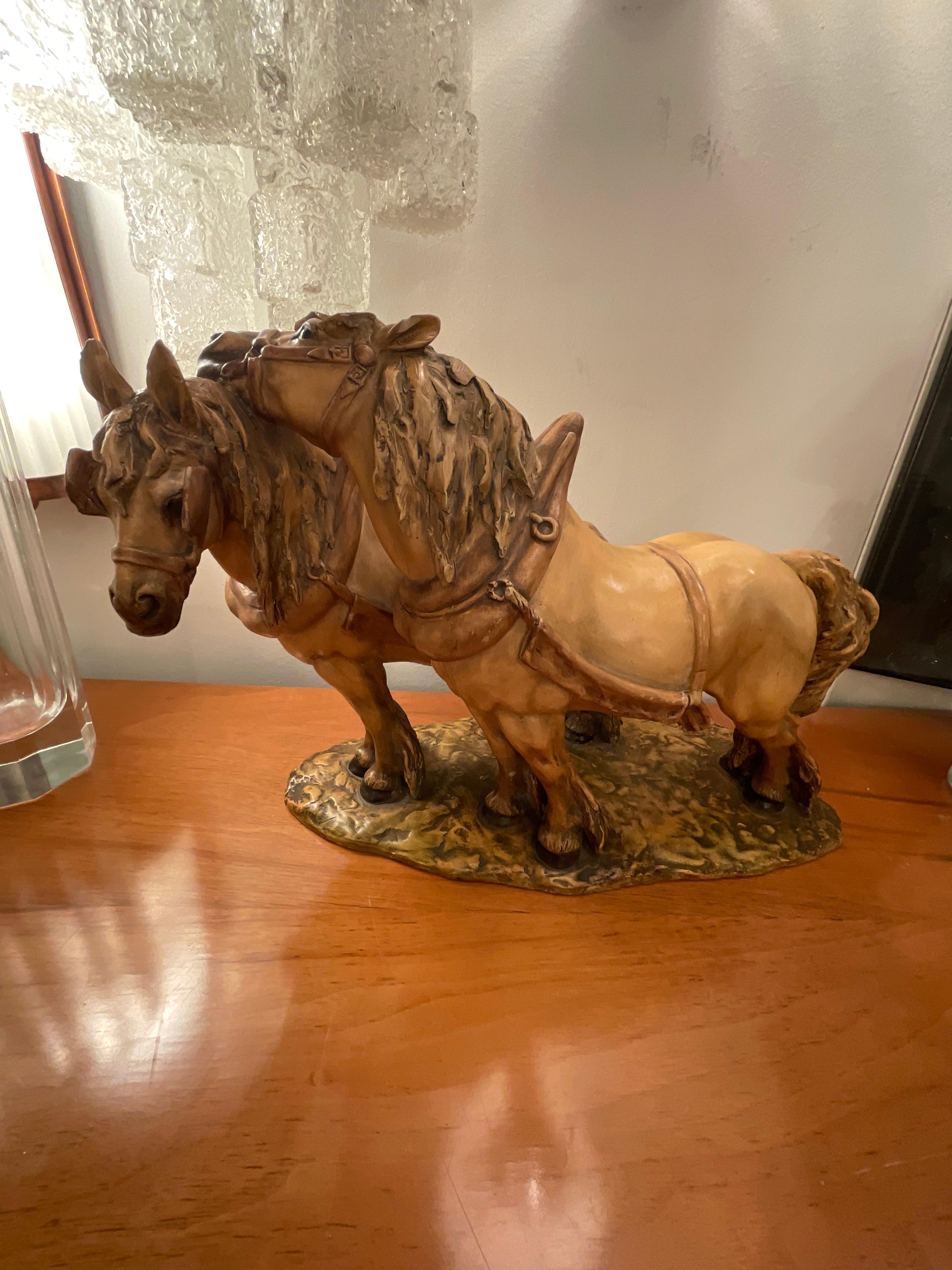 GUIDO CACCIAPUOTI - Horses - art stoneware - Made in ITALY -1940s For Sale 6