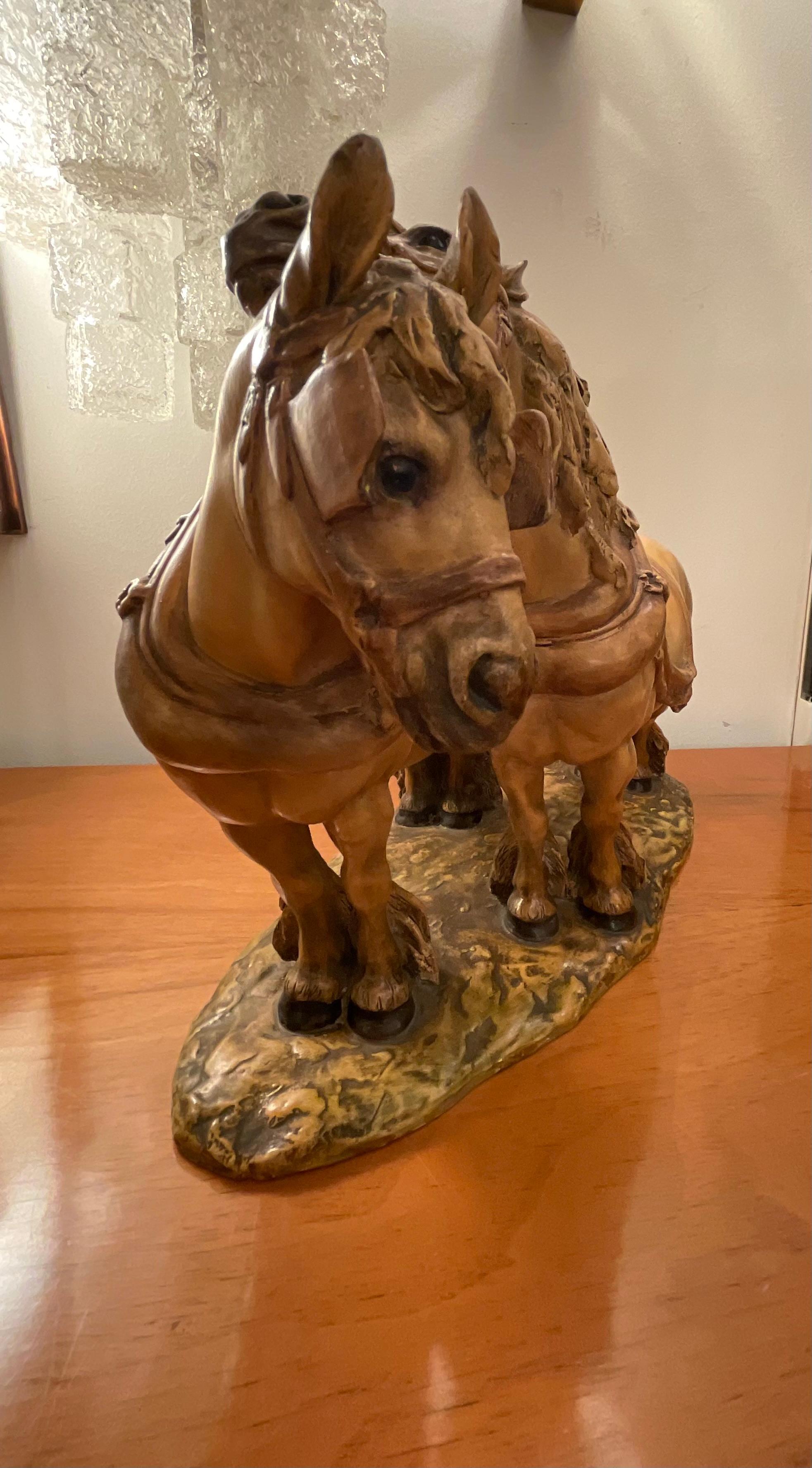 Other GUIDO CACCIAPUOTI - Horses - art stoneware - Made in ITALY -1940s For Sale