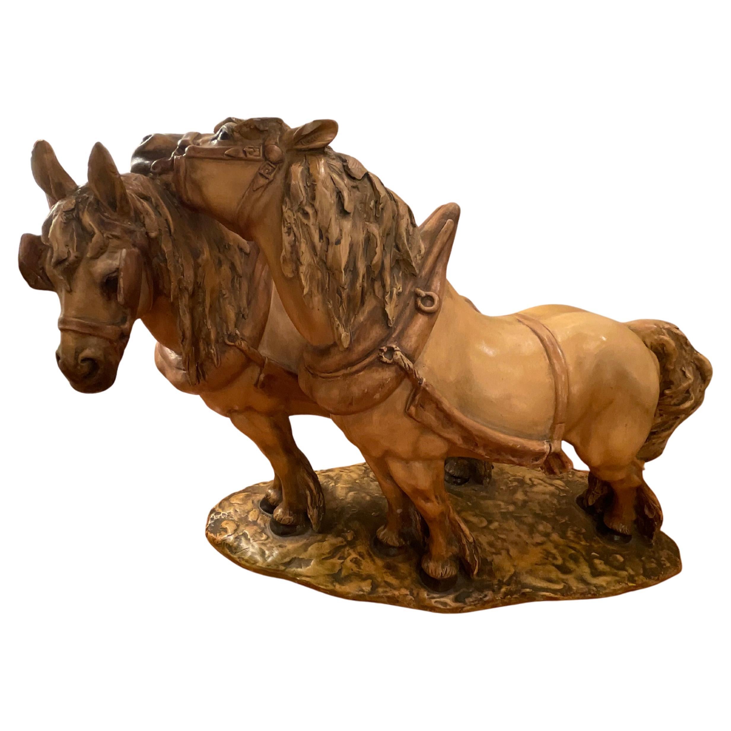GUIDO CACCIAPUOTI - Horses - art stoneware - Made in ITALY -1940s For Sale