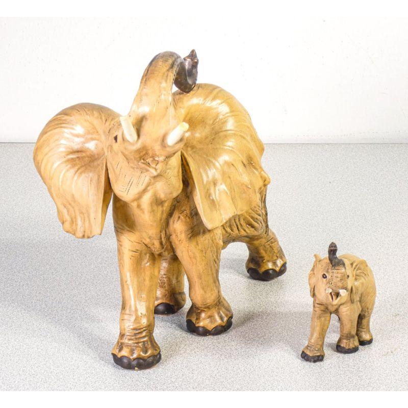 Guido Cacciapuoti patinated stoneware sculptures. Elephant with cub.
Italy, 1930s / 40s

Origin: Italy
Period: 30/40 years
Author: Guido Cacciapuoti 
Born in Naples on 11 August 1892belongs to an ancient family of majolica makers from whom he
