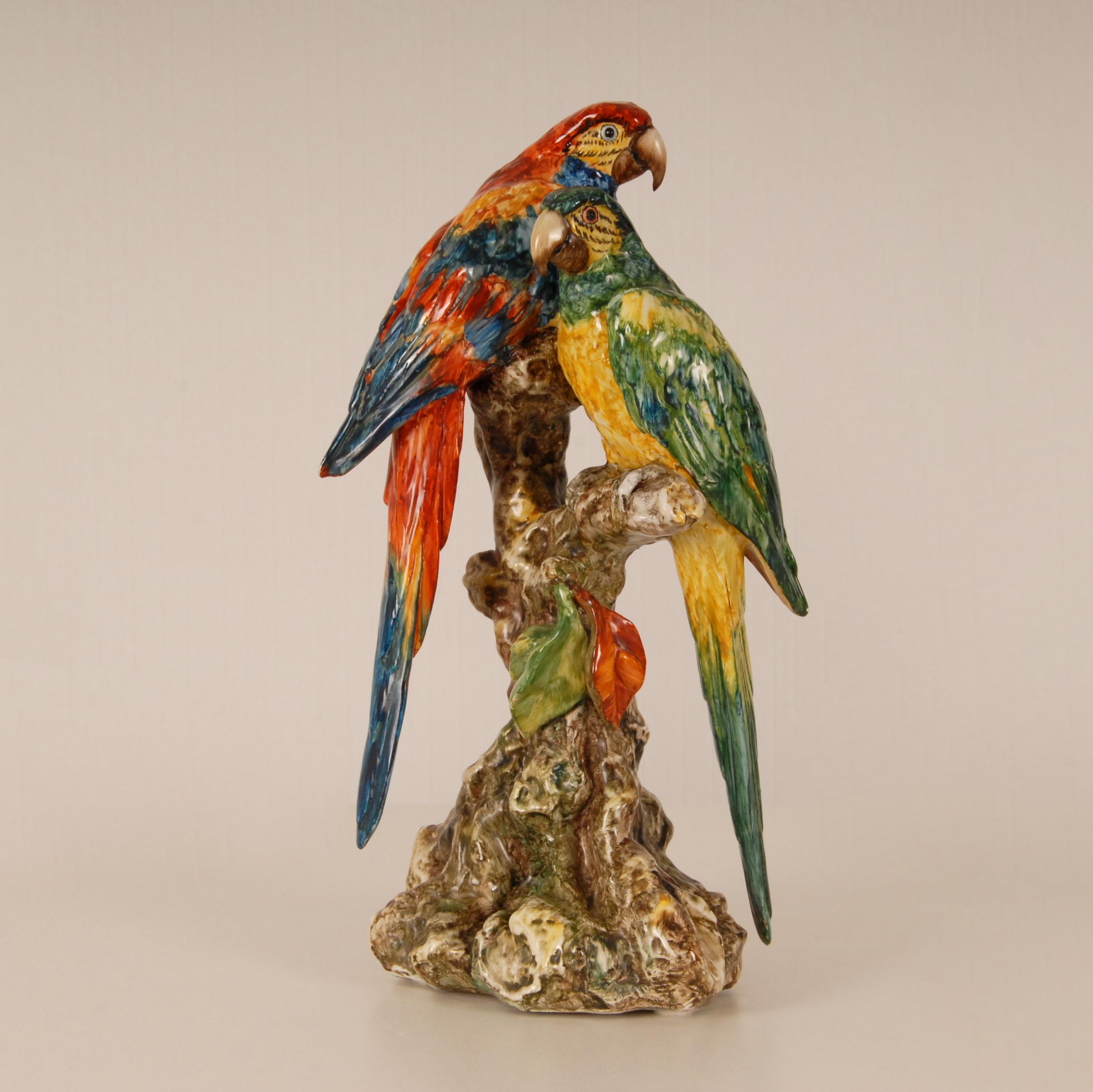 Guido Cacciapuoti Italian Art Deco Ceramic Parrot Animal Birds Figurine 1930  For Sale 3