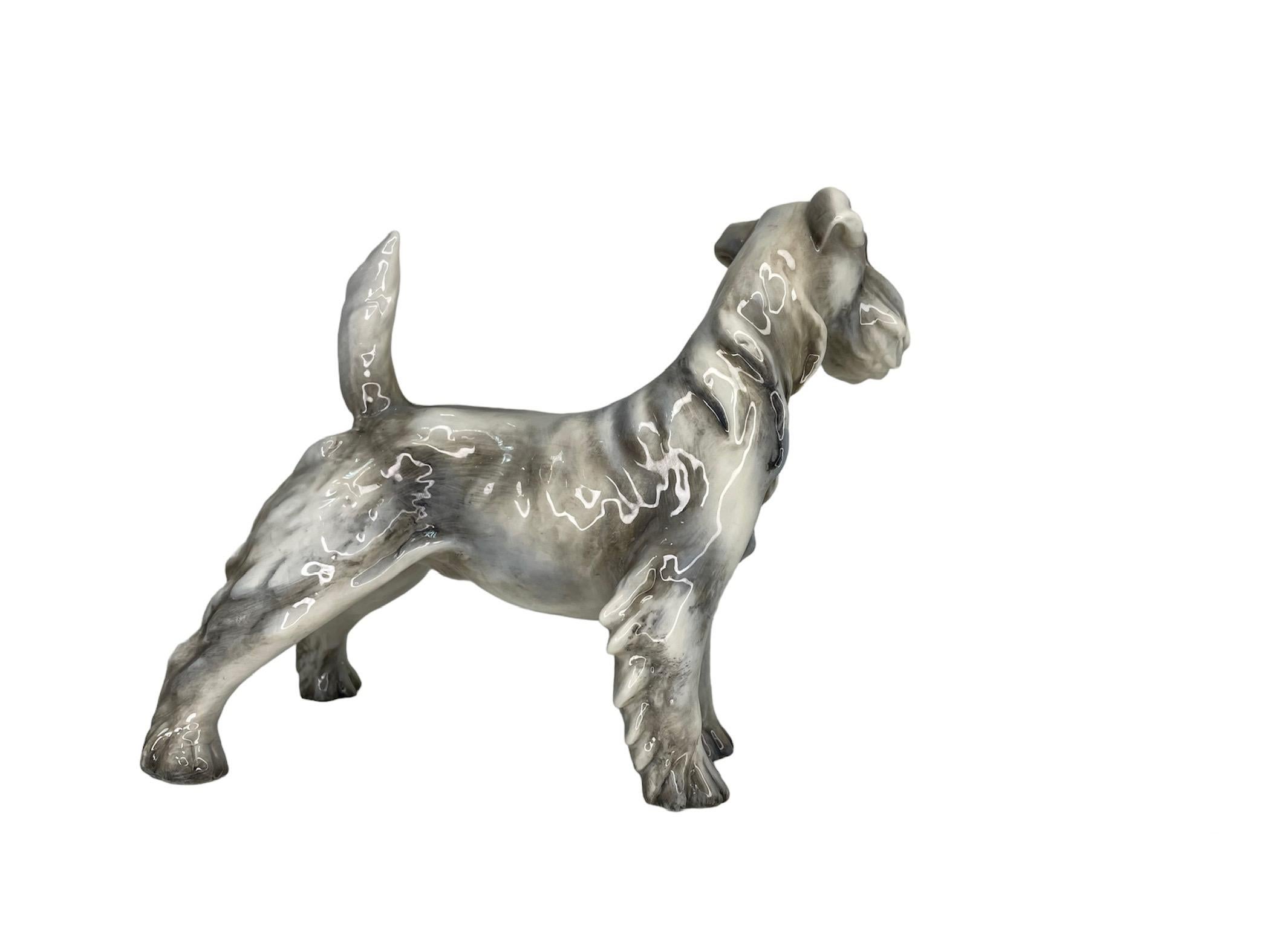 Guido Cacciapuoti Figurita De Porcelana De Un Perro Fox Terrier De Alambre en venta 1