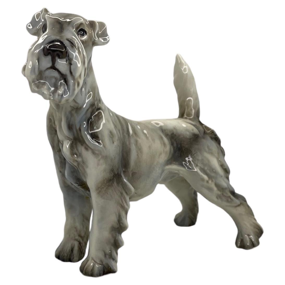 Guido Cacciapuoti Figurita De Porcelana De Un Perro Fox Terrier De Alambre en venta