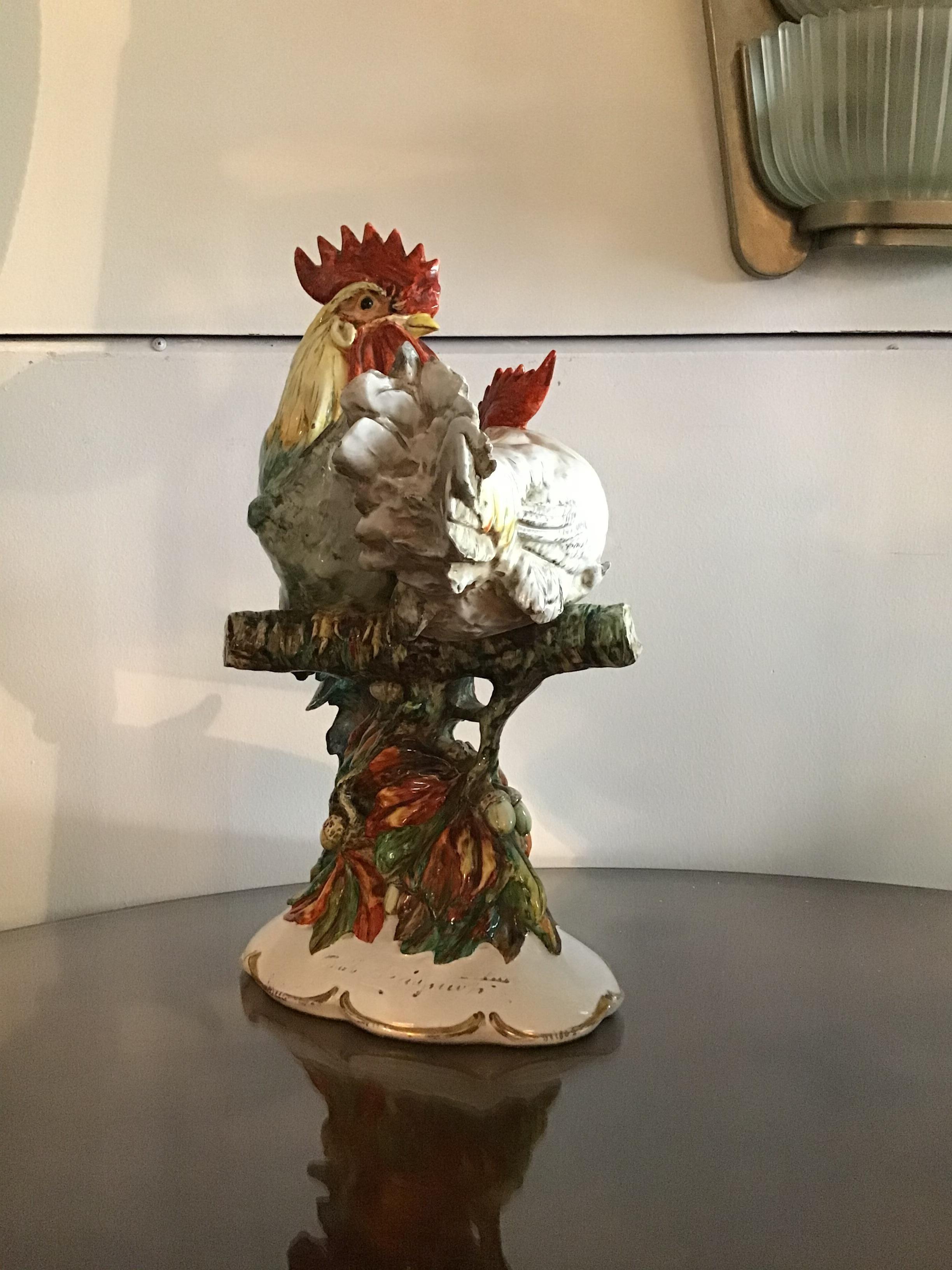 Guido Cacciapuoti Hahn und Henne Keramik:: 1940:: Italien im Zustand „Hervorragend“ in Milano, IT